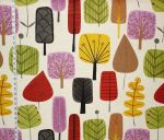 Retro Scandinavian wood fabric tree leaf purple orange