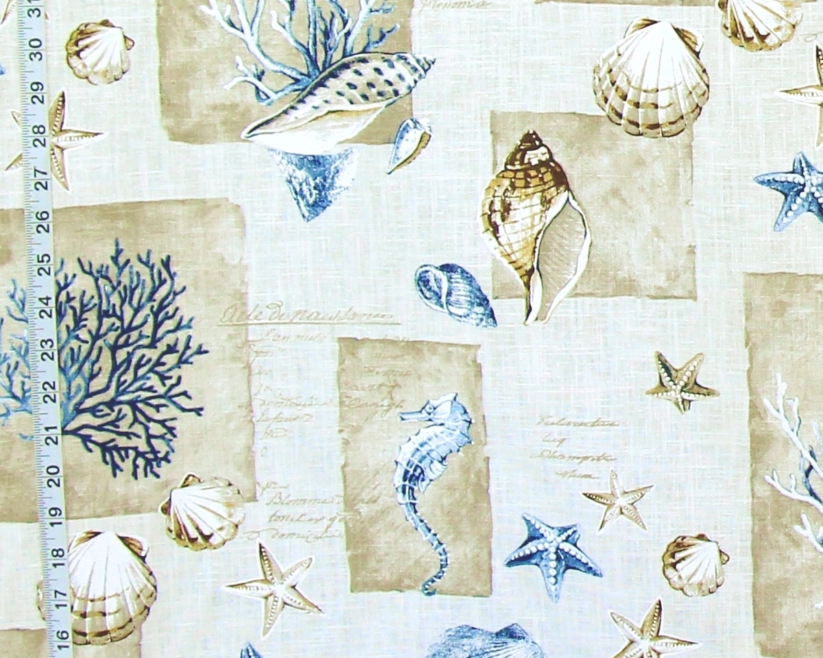 BLUE CORAL SEAHORSE FABRIC FRENCH WRITING