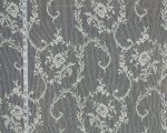 Rose scroll Nottingham lace curtain fabric creme