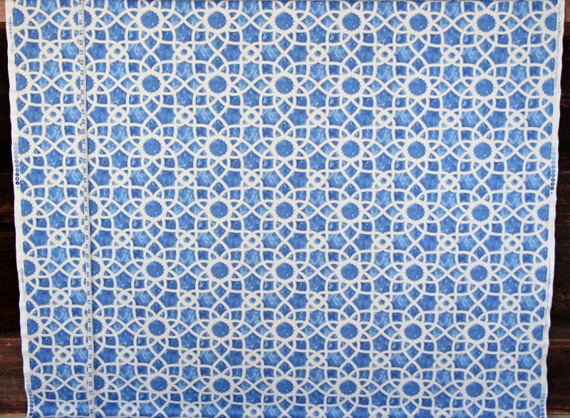 Blue tile fabric