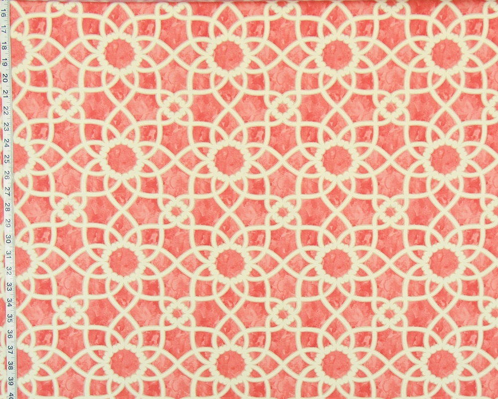 Coral orange tile fabric