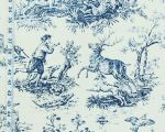 Blue hunting toile fabric French colonial country Double Wide
