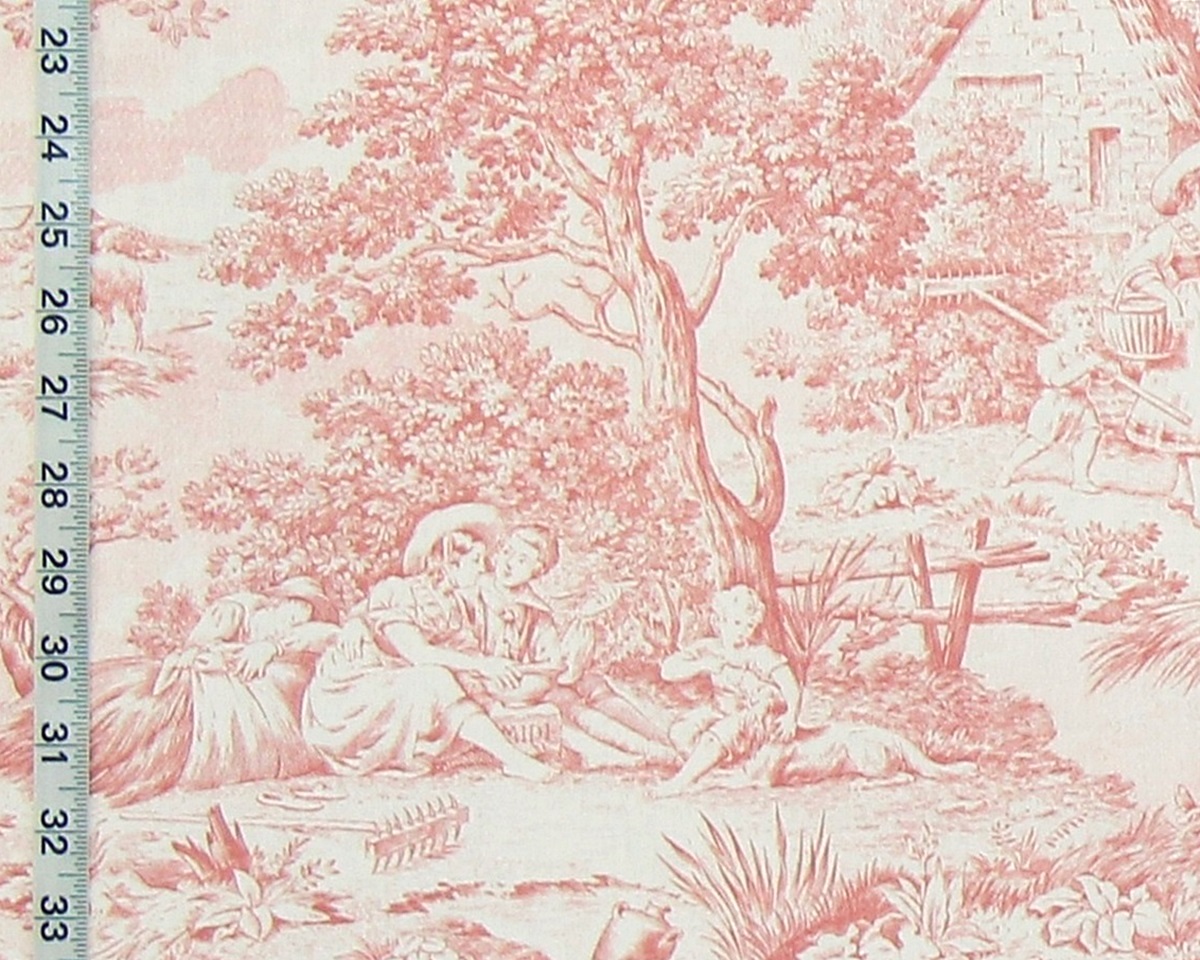 Pink toile de Jouy fabric French country
