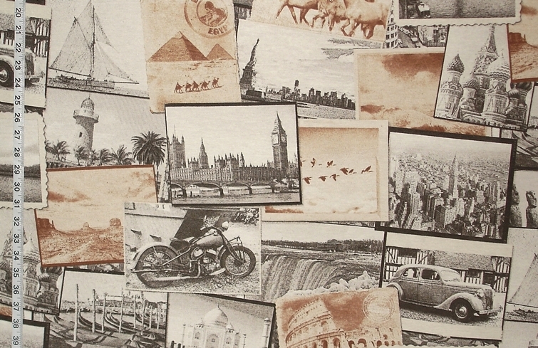 Vintage Photograph Travel Fabric