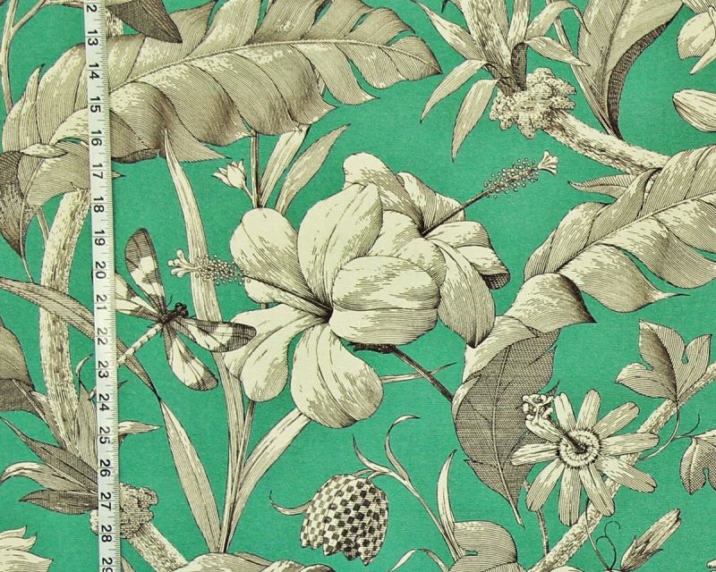 AQUA TROPICAL FLORAL FABRIC