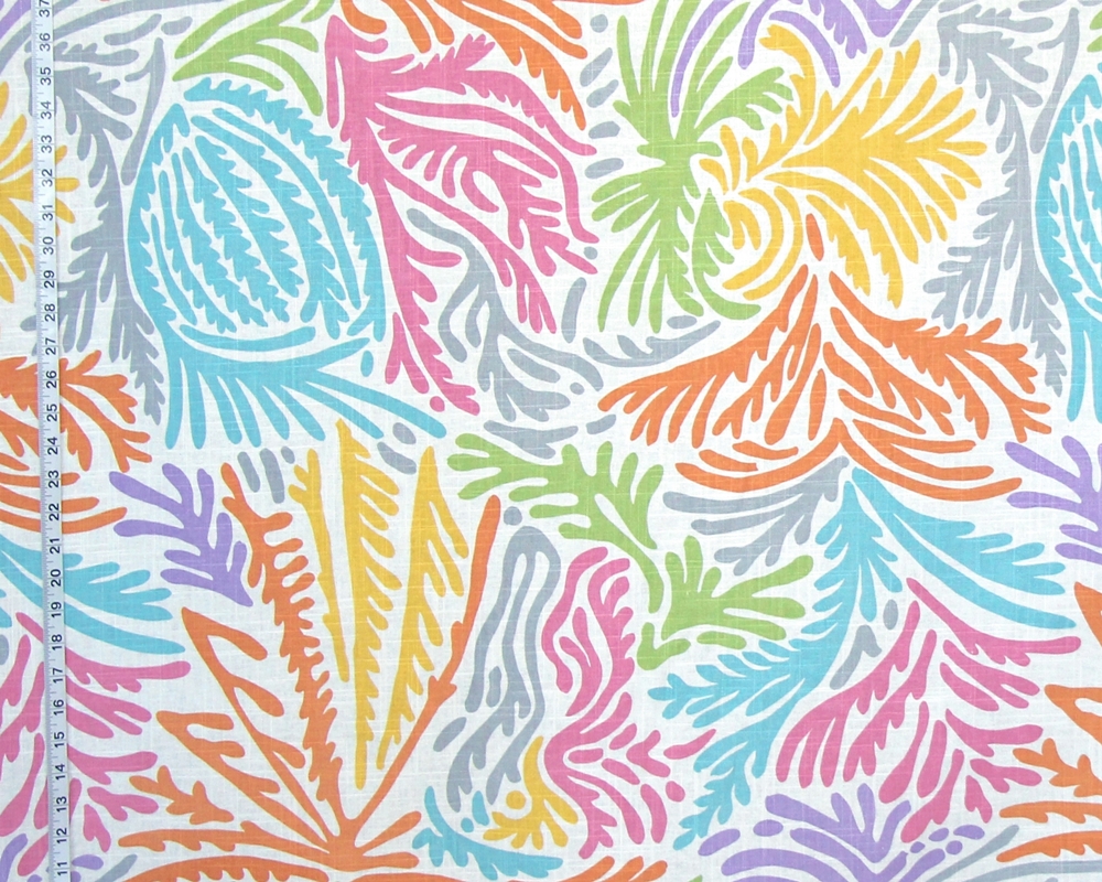 ABSTRACT CORAL PALM OCEAN FABRIC