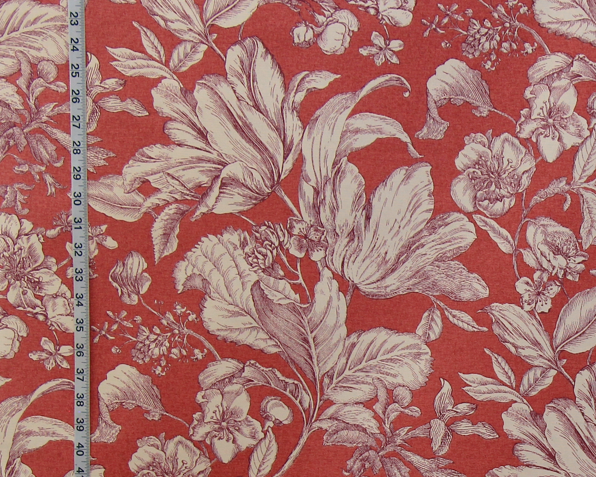 Purple tulip salmon rose toile fabric