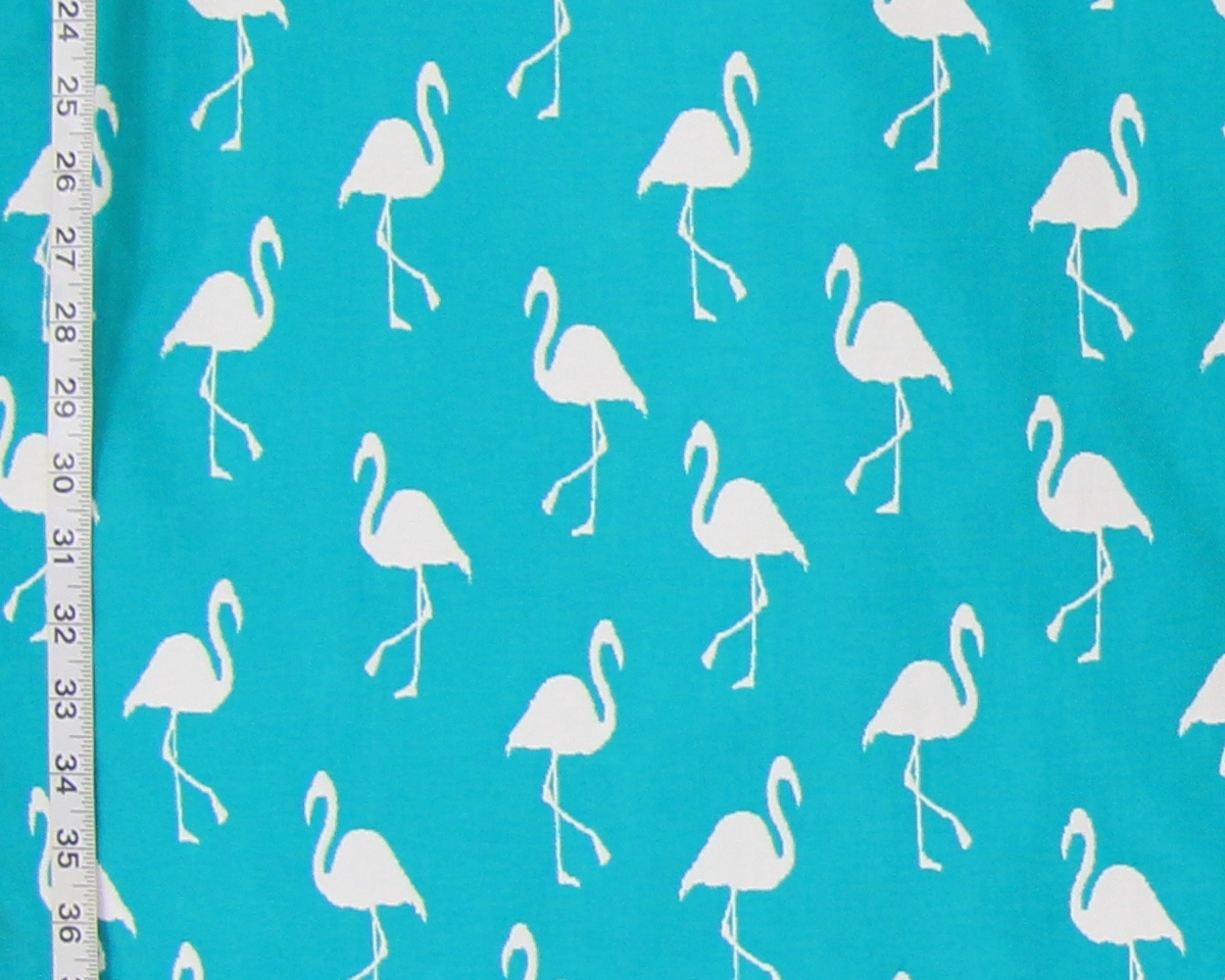 TURQUOISE BLUE FLAMINGO FABRIC