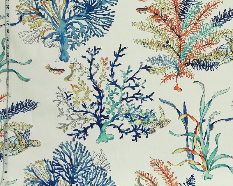 BLUE CORAL TURTLE FABRIC