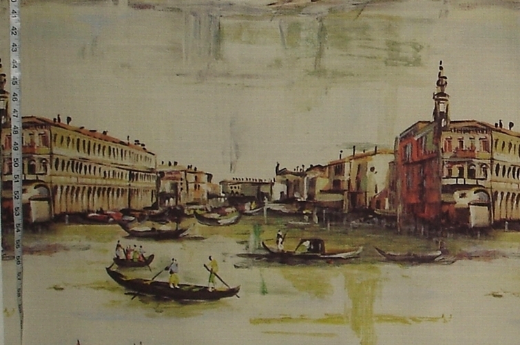 VINTAGE VENICE OIL PAINTING FABRIC