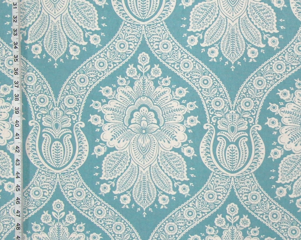 Blue colonial floral toile fabric modern