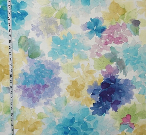 Blue Watercolor Floral Fabric