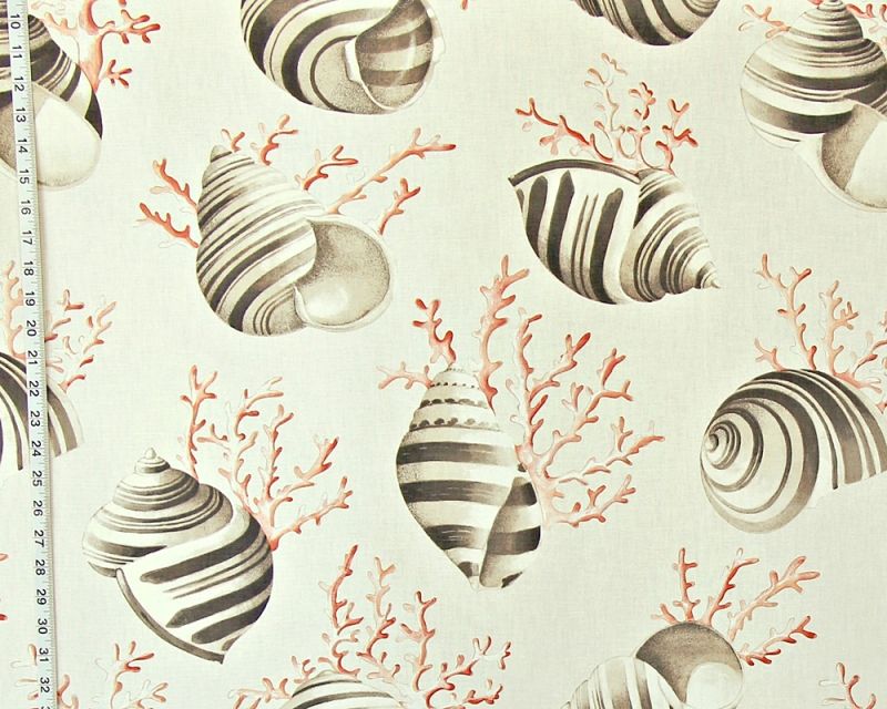 Red coral seashell fabric