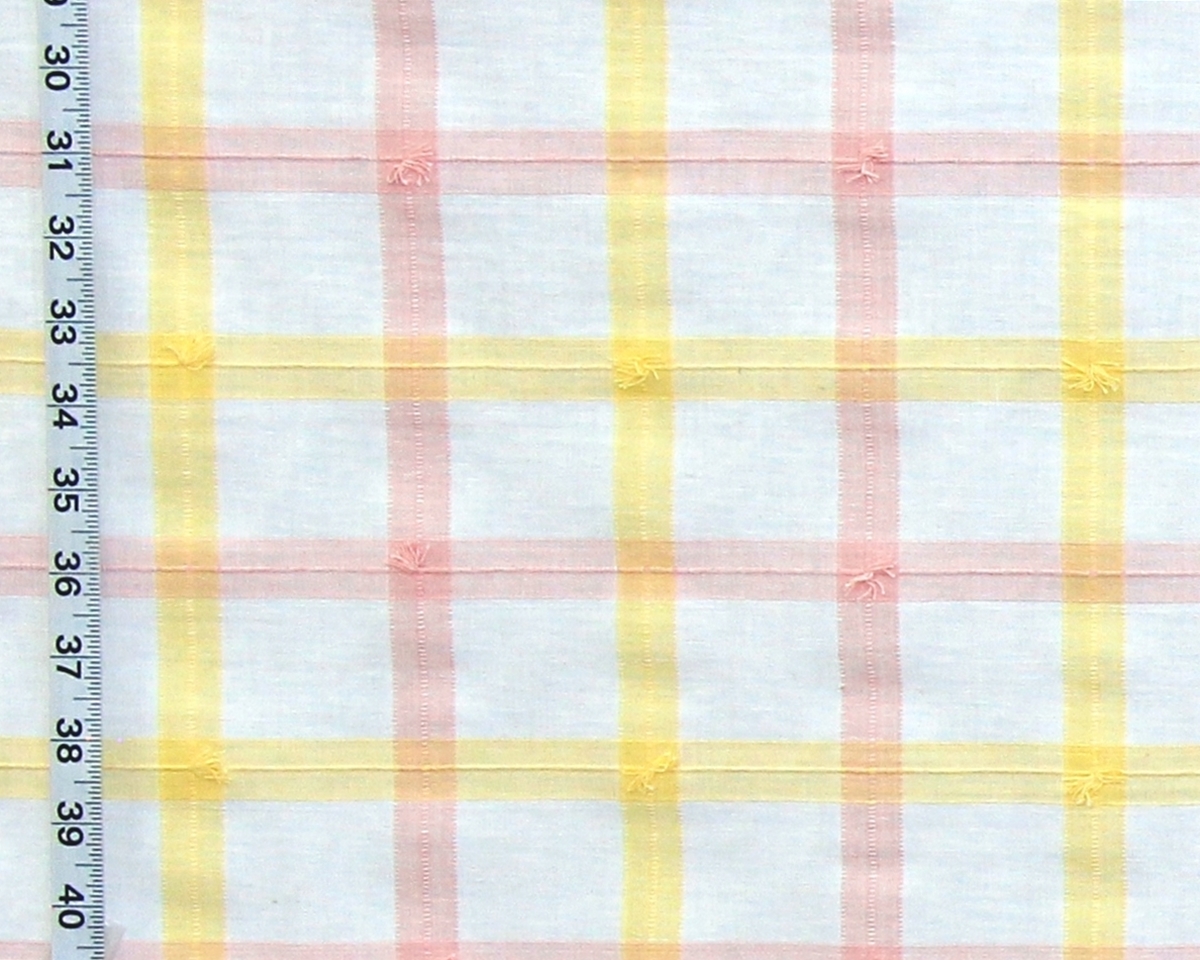 PINK AND PEACH WINDOWPANE PLAID FABRIC