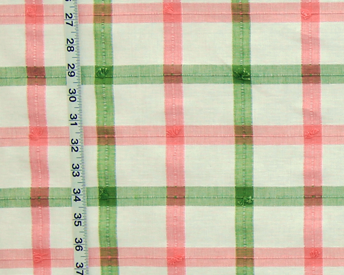 PINK GREEN WINDOWPANE PLAID FABRIC