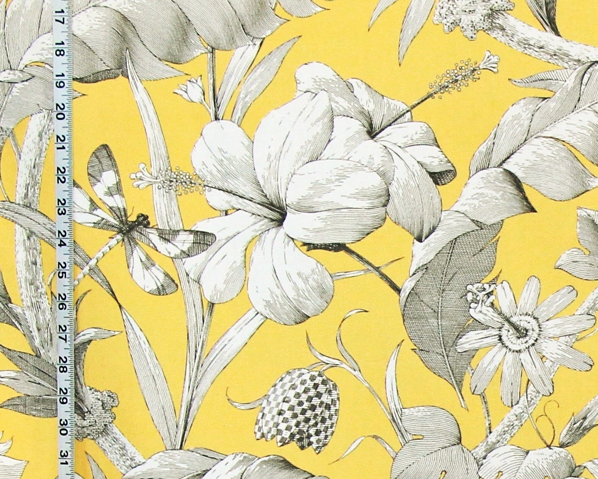 YELLOW TROPICAL FLORAL FABRIC