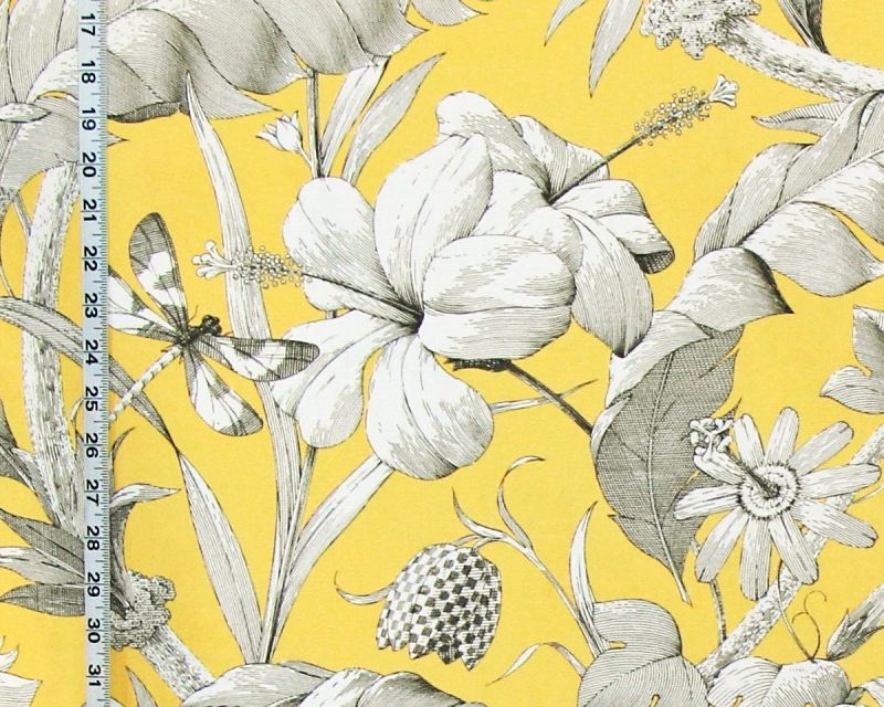 YELLOW TROPICAL HIBISCUS FABRIC 