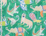 Whimsical elephant fabric cheetah monkey peacock horse alligator green