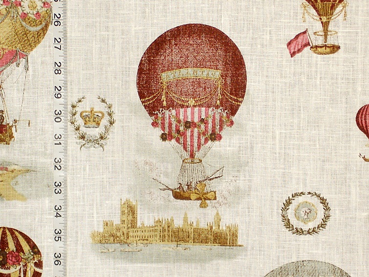 Hot air balloon fabric Paris France toile white linen