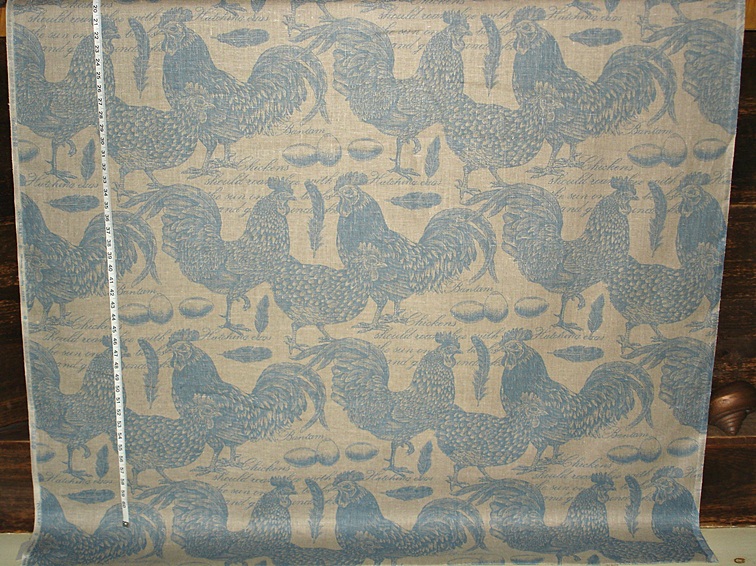 FRENCH BLUE ROOSTER TOILE FABRIC