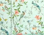 Blue bird garden fabric aqua floral