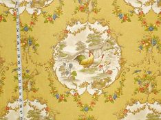 P.Kaufmann County Fair - Yellow Chicken toile fabric French country Rooster