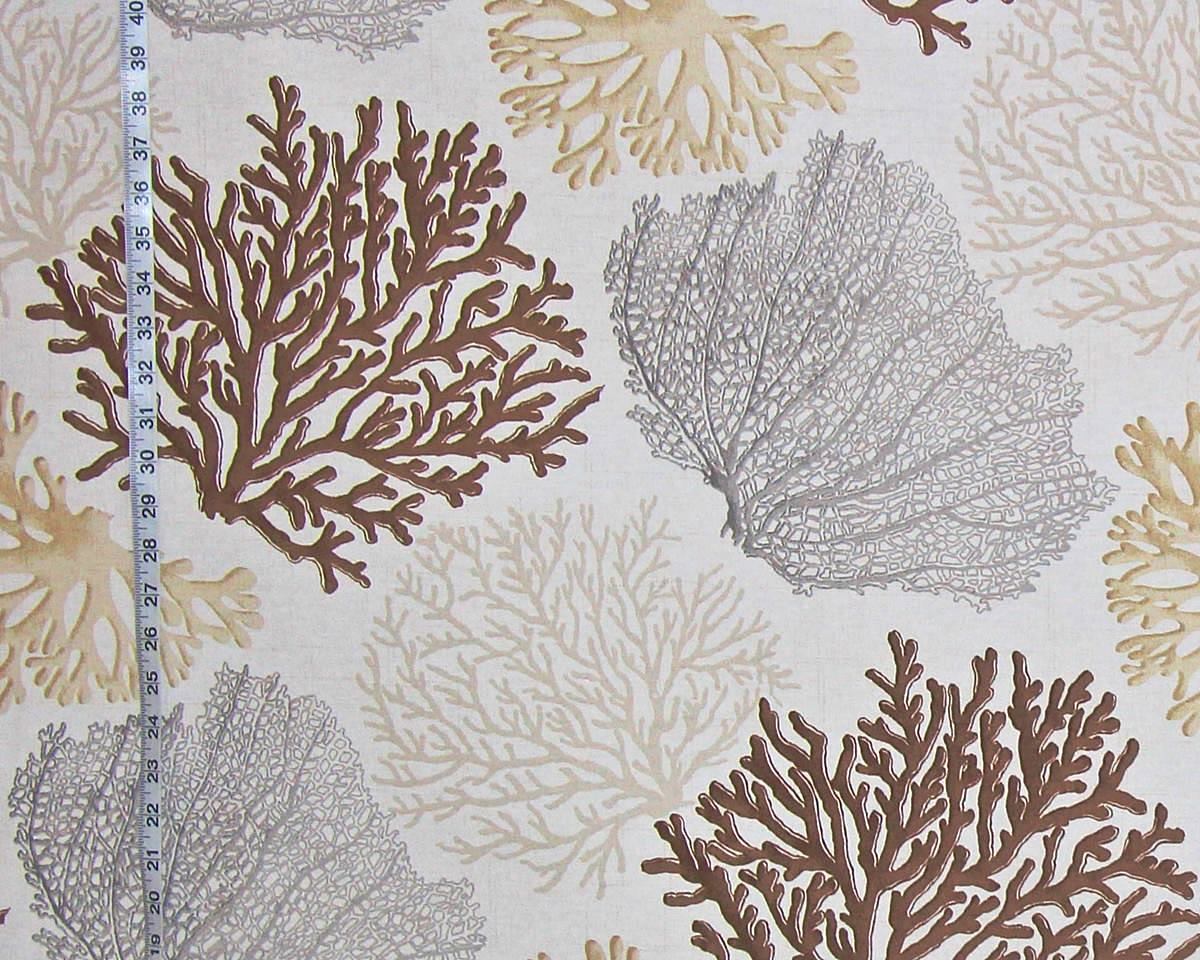 BROWN GREY CORAL FABRIC