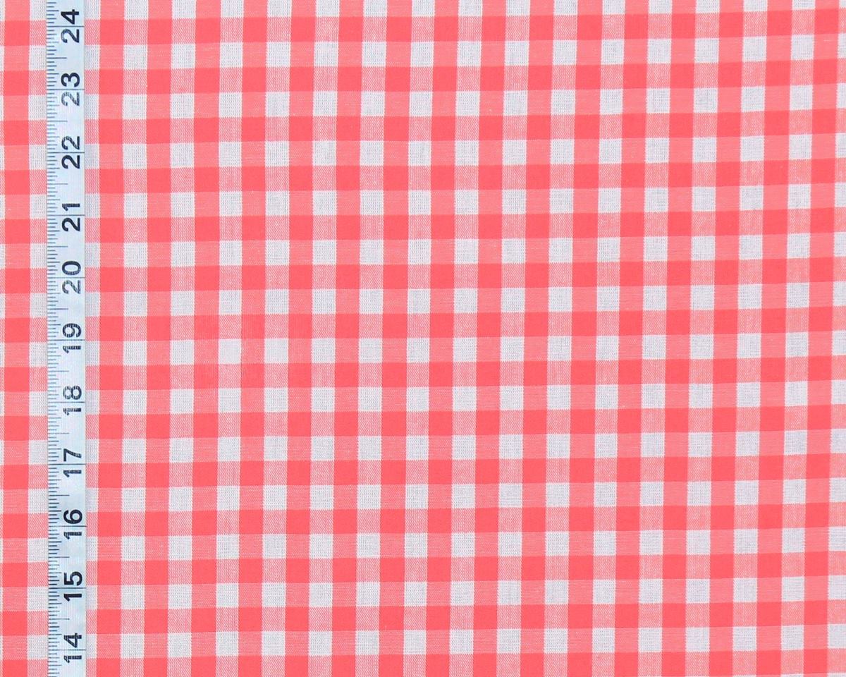 Coral orange checked gingham fabric salmon pink from Brick House Fabric:  Novelty Fabric