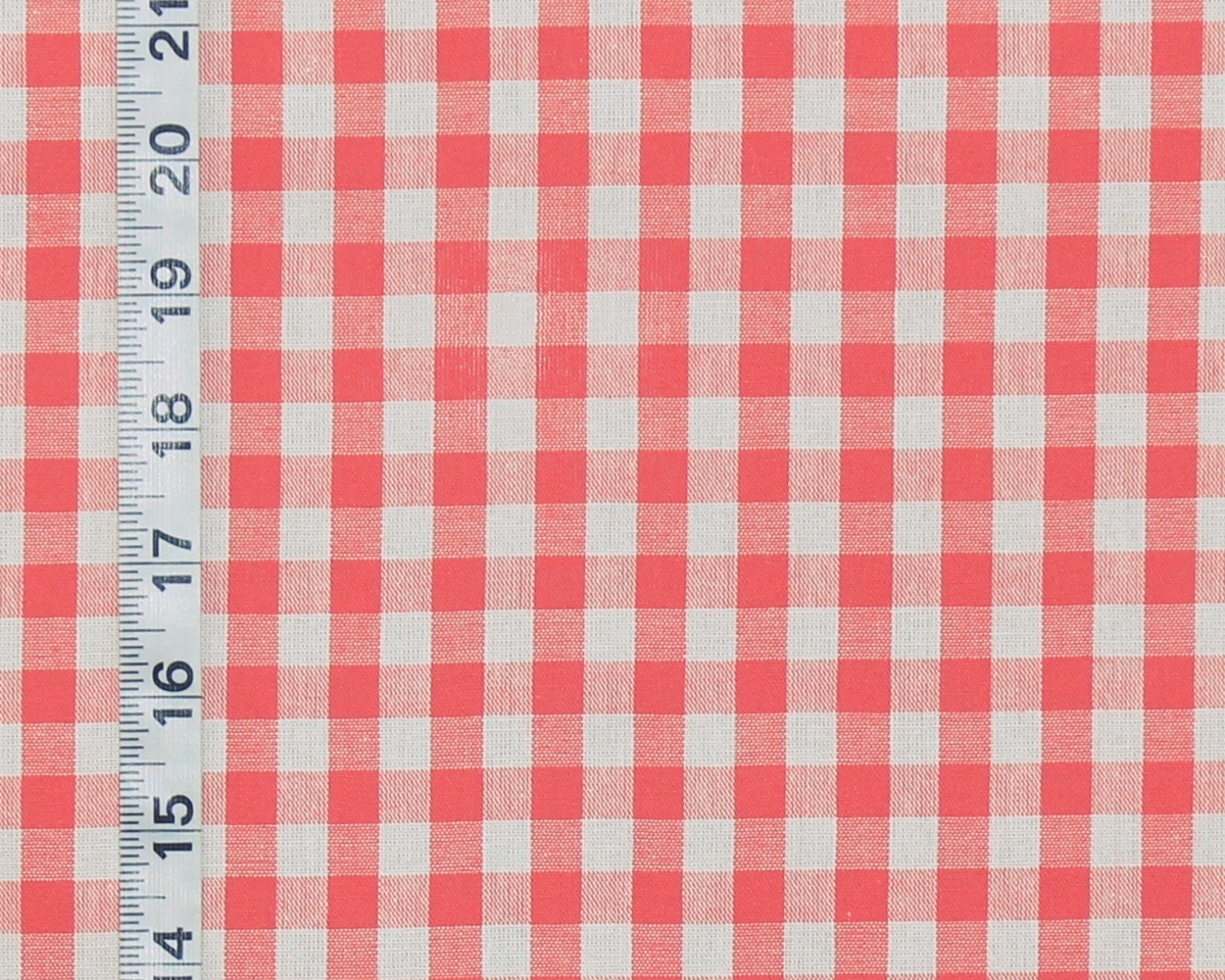 CORAL ORANGE CHECKED FABRIC