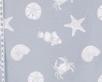 Purple seashell fabric starfish tropical fish crab upholstery