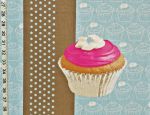 Cupcake fabric pink girl bakery polka dot stripe