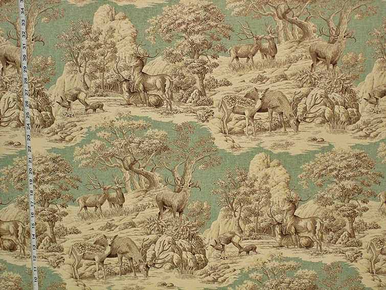 AQUA DEER TOILE FABRIC