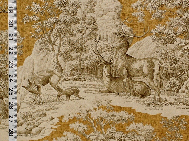 GOLD DEER TOILE FABRIC