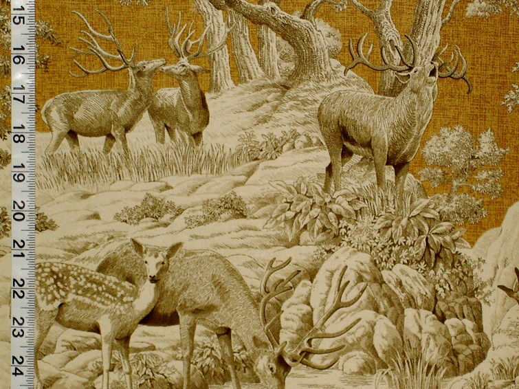 Gold Deer Toile Fabric