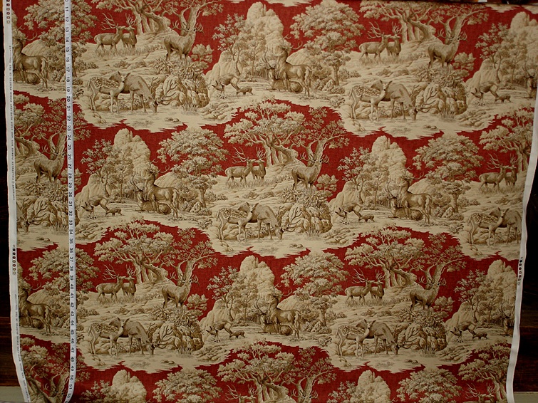 Red Deer Toile Fabric