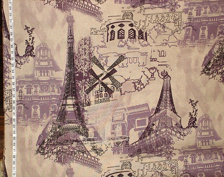 Purple Paris Toile Fabric