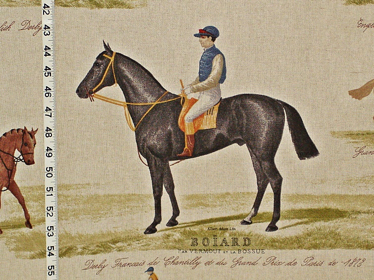 Horse Jockey Fabric with Document Prints