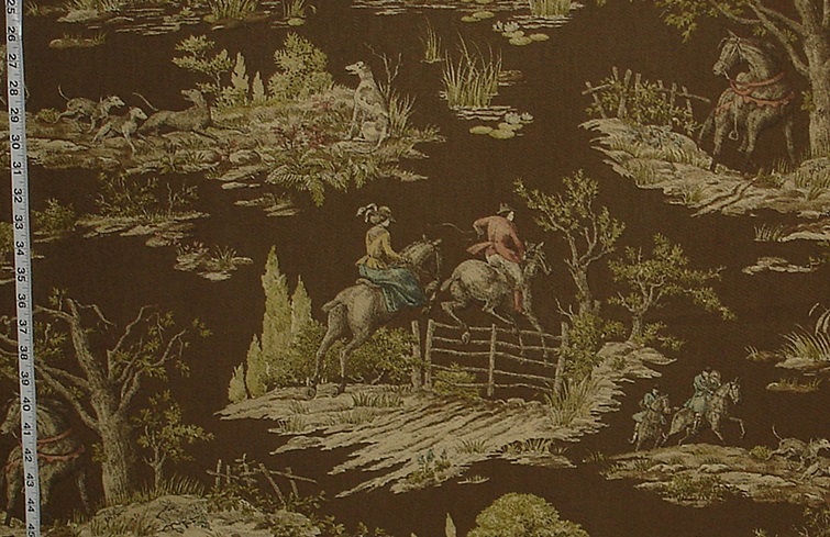 VICTORIAN HORSE RIDING FISHING FABRIC