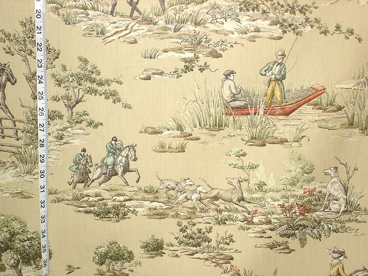 Horse Fishing Toile Fabric