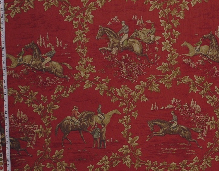 RED HORSE RACING RIDING TOILE FABRIC