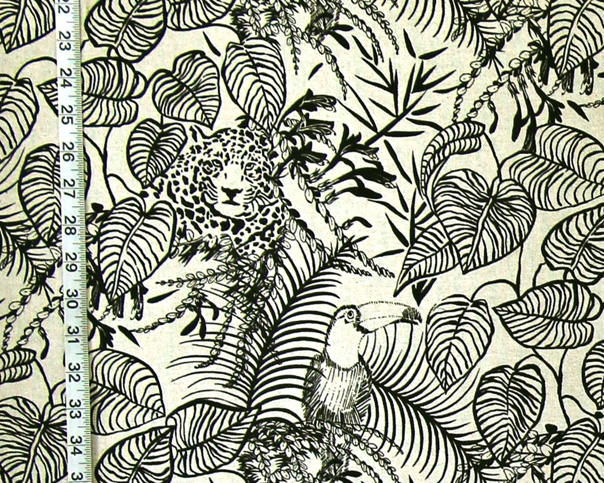 Toucan leopard jungle toile fabric