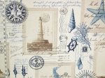 Nautical lighthouse fabric vintage postcard