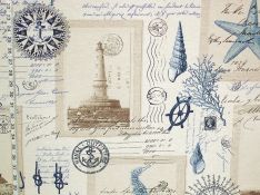 Nautical lighthouse fabric vintage postcard French writing