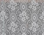 Nottingham lace curtain fabric floral medalions white
