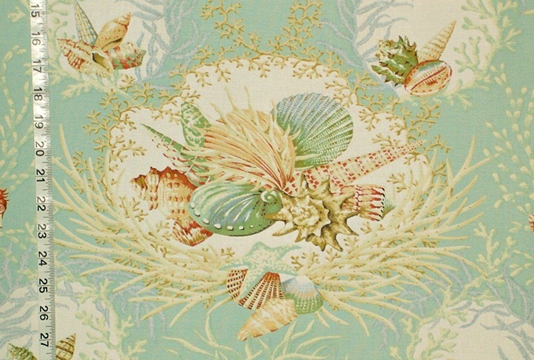 Aqua Seashell Fabric