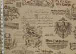 Medieval fabric English German script brown toile