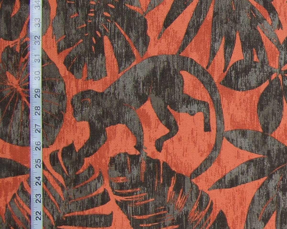 ORANGE SILHOUETTE JUNGLE MONKEY FABRIC