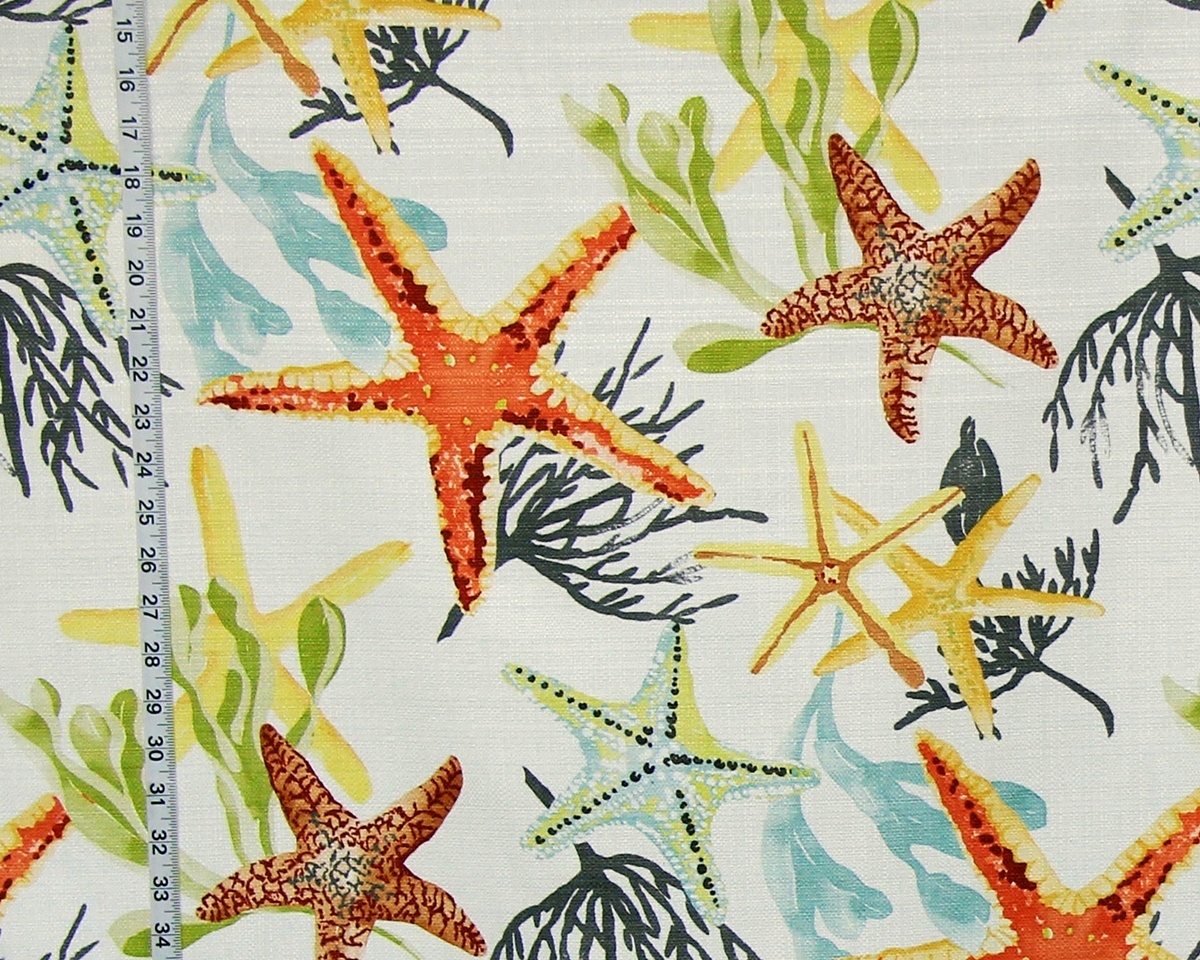 ORANGE BLUE STARFISH FABRIC