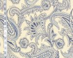 Blue paisley fabric retro Indienne handprint