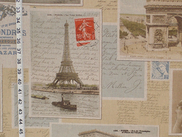 Paris postcard fabric French vintage letters documentary